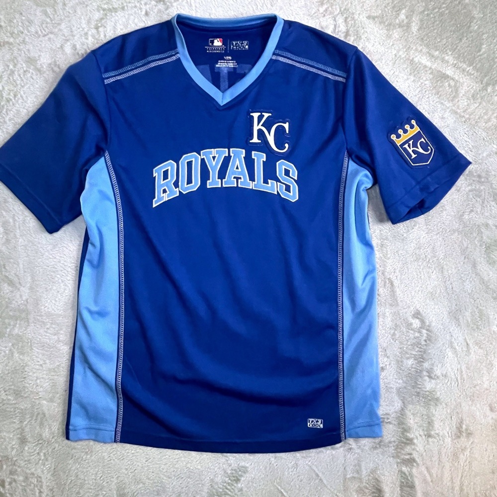 MLB Kansas City Royals Jersey Mens Large Blue Moustakas 8 TX3 Cool Mesh Shirt
